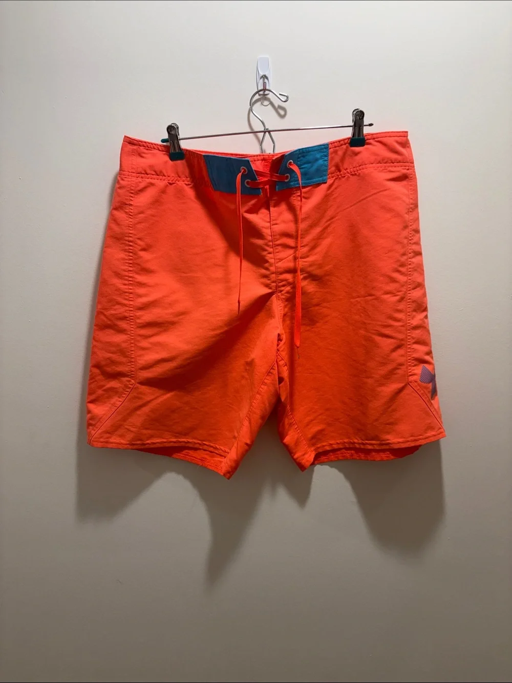 Under Armour Orange Swim Board Shorts with Blue Waist Panel